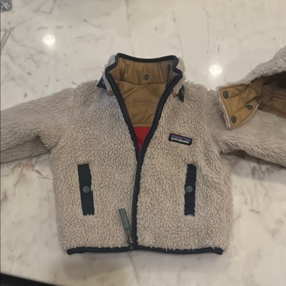 Patagonia Infant Tribble Reversible in Touring Red Fleece and Puffer